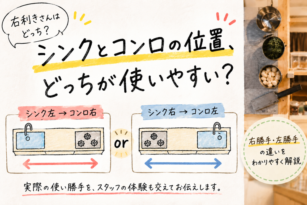 キッチンのシンクとコンロの位置はどっちが使いやすい？　右勝手・左勝手の違いとは
